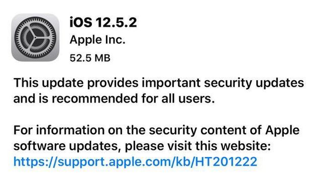 简阳苹果手机维修分享iOS12.5.2发布，建议所有老苹果用户安装 